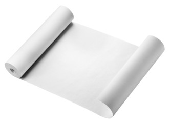 Roll of thermal fax paper, isolated on white