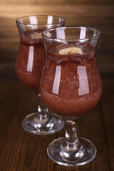 Cocktails with banana and chocolate