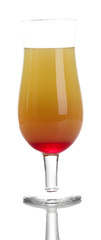 Glass of tasty cocktail isolated on white