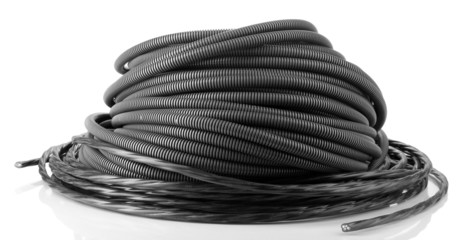 Black cable isolated on white