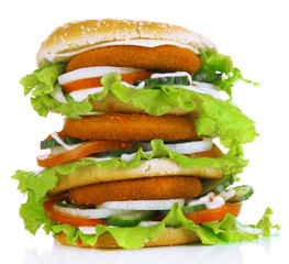 Huge burger, isolated on white