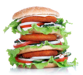 Huge burger, isolated on white
