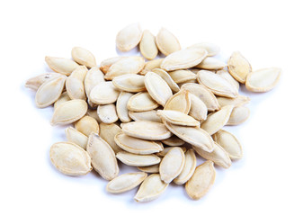 Pumpkin seeds isolated on white