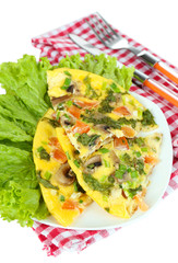 Omelet with mushrooms closeup