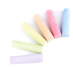 Chalks in variety of colors, isolated on white