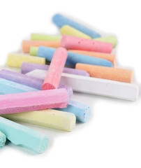Chalks in variety of colors, isolated on white