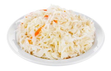 Marinated cabbage (sauerkraut), isolated on white