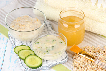Homemade facial masks with natural ingredients,