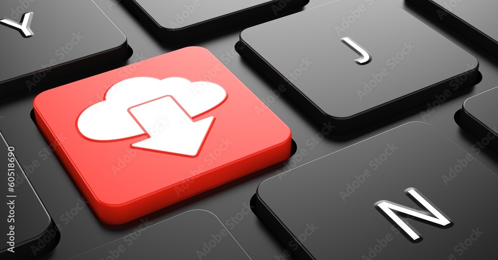 Aufkleber cloud icon on red keyboard button.