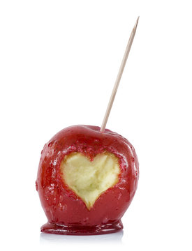 Pomme d'amour sur Fond Blanc Stock Photo