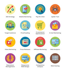SEO & Internet Marketing Flat Icons Set 3 - Bubble Series