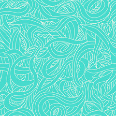 Leaf wave turkus seamless pattern