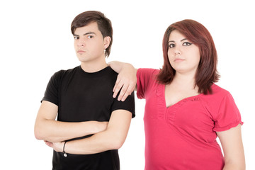 Fototapeta premium alternative fighting couple on white background