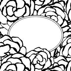 Background with hand drawn monochrome roses. Vector illustration