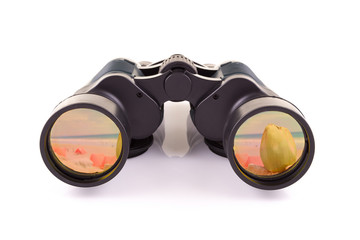binoculars and beach concept
