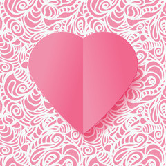 Romantic greeting card with hearts and curls. Vector illustratio