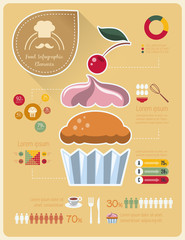 Flat Food Infographic Elements plus Icon Set. Vector.