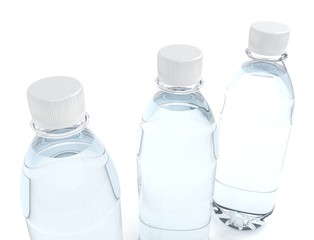 Bottles of water isolated on white background