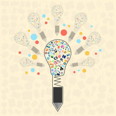 creative pencil with applications graphical user interface flat