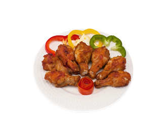 fried chicken wings served with vegetable