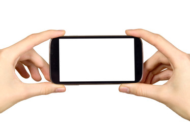 Man is holding smartphone