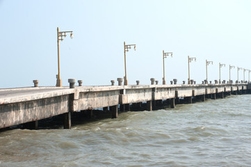Fototapeta na wymiar Old public pier on Southern of Thailand .