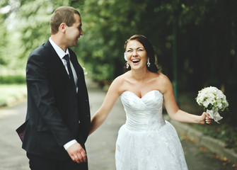 Newly wed couple going crazy.