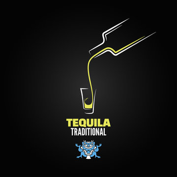 tequila shot bottle glass menu design background