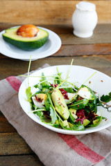 crispy salad with fresh avocado