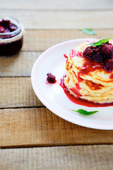 pancakes with raspberry jam