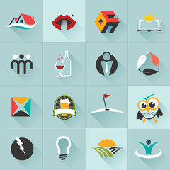 Set of web icons and vector logos  in stylish colors