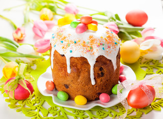 Easter cake and eggs