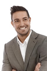 Closeup portrait of happy businessman