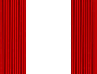 Theater stage with red curtain white background