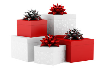 gift boxes with ribbons isolated on white background