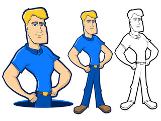 Collection of poses for a plumber or mechanic worker