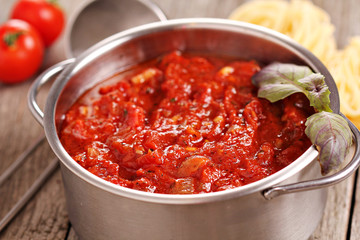 Tomato pasta sauce close up