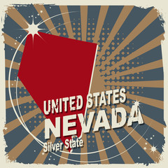 Abstract label with name and map of Nevada, vector