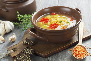 Lentil soup with vegetables