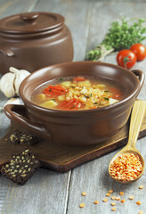 Lentil soup with vegetables