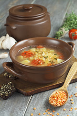 Lentil soup with vegetables