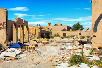 old village destroyed in ruins and abandoned by the bombs of war