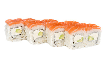 Roll with cream cheese, avocado and salmon fish