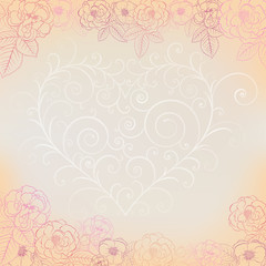 Background with roses and heart