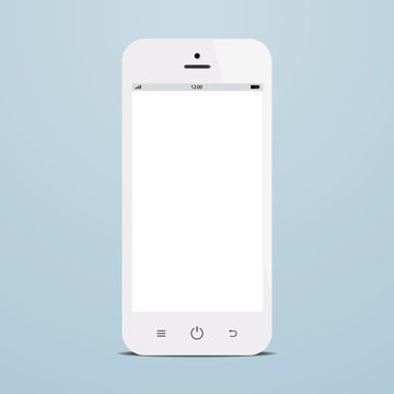 white smartphone with black screen on blue background