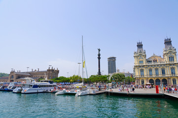The port of Barcelona in Spain