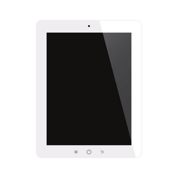 tablet computer with black screen on isolated background