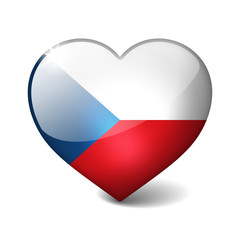 Czech republic 3d glass heart with realistic shadow on white