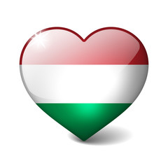Hungary 3d glass heart with realistic shadow