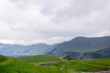 Obraz premium View of the Cross Pass. Caucasus Mountains. Georgia
